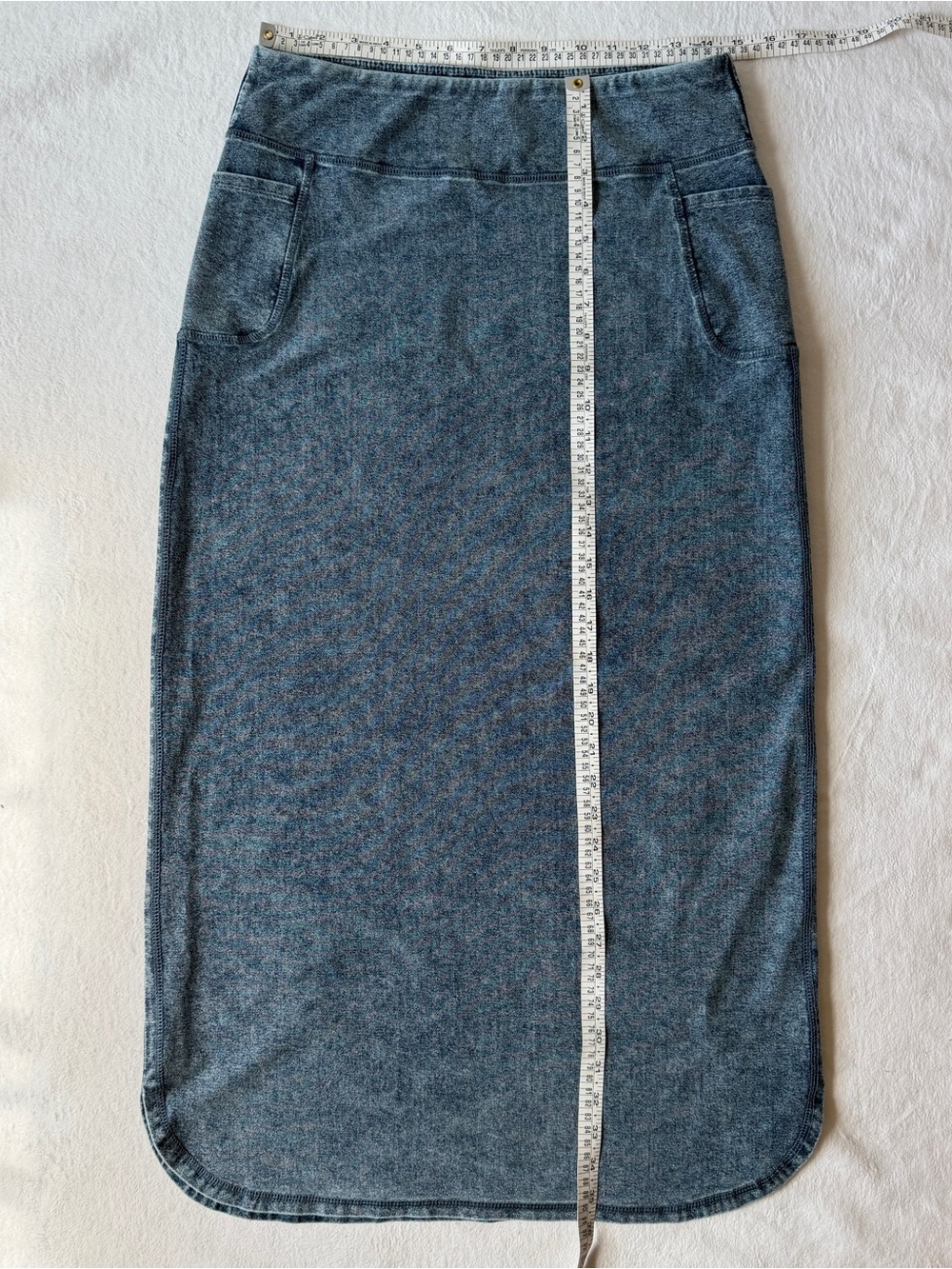 Snoga Acid Washed Blue Stretch Denim Long Column Jean Skirt size Medium Cottage - Picture 10 of 16